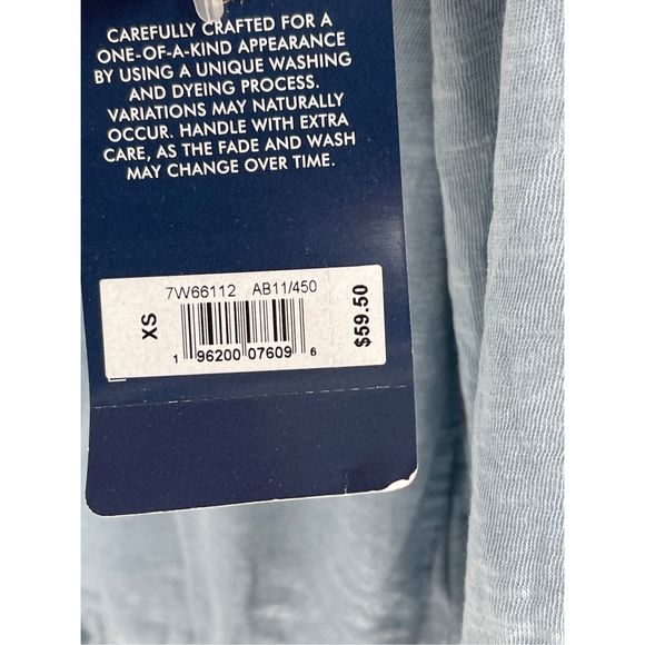 Lucky Brand Blouson Top Women's Size XS Blue Boho Crop Deep V Neck New - Picture 8 of 13